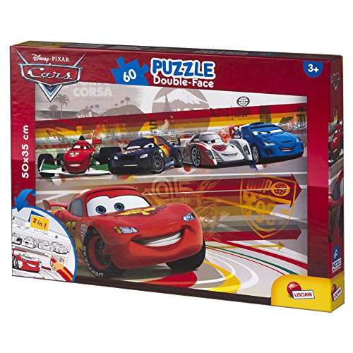 ColorBaby - Cars puzzle 60 piezas y doble cara coloreable, 50 x 35 cm (42662)