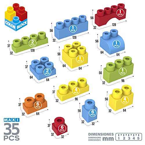ColorBaby - Construcciones para niños juego construcción bolsa 35 piezas Maxi Color Block (49276)