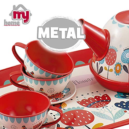 ColorBaby - Utensilios cocina juego de té infantil en metal 15 piezas My Home (49157)