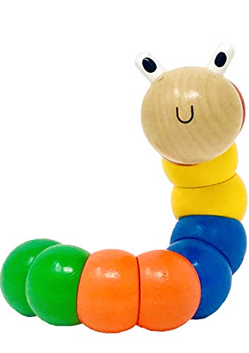 Colorido gusano de madera articulado con minis sorpresa para bebé, juguete educativo para bebés, oruga giratoria, juguete de motricidad para bebés