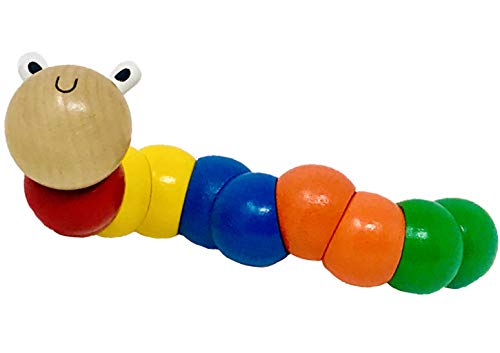 Colorido gusano de madera articulado con minis sorpresa para bebé, juguete educativo para bebés, oruga giratoria, juguete de motricidad para bebés