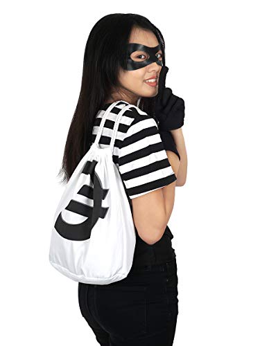 CoolChange Disfraz de ladrona de Bancos para Mujer con máscara, Guantes y Bolso para el Dinero, Talla: L