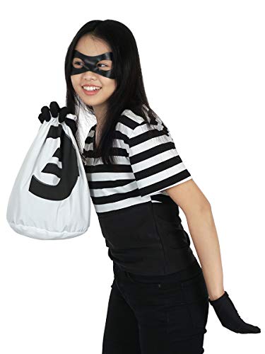 CoolChange Disfraz de ladrona de Bancos para Mujer con máscara, Guantes y Bolso para el Dinero, Talla: L