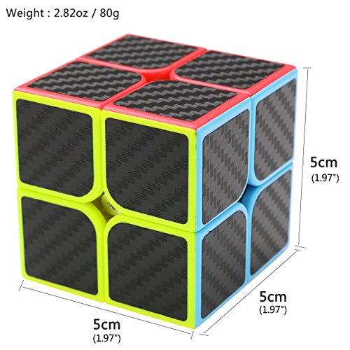 Coolzon Puzzle Cube 2x2x2 Cubo Magico con Pegatina de Fibra de Carbono Velocidad