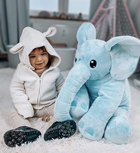 corimori® - Elefante Nio, Peluche Grande XXL para niños pequeños, Esponjoso y Suave, Calidad de Peluche Suave, 60 cm, Azul