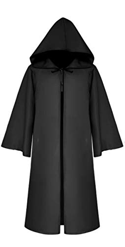 Cosplay capa medieval vestido Halloween vestido con capucha disfraz de Frate vestido carnaval Mónaco Negro
 M