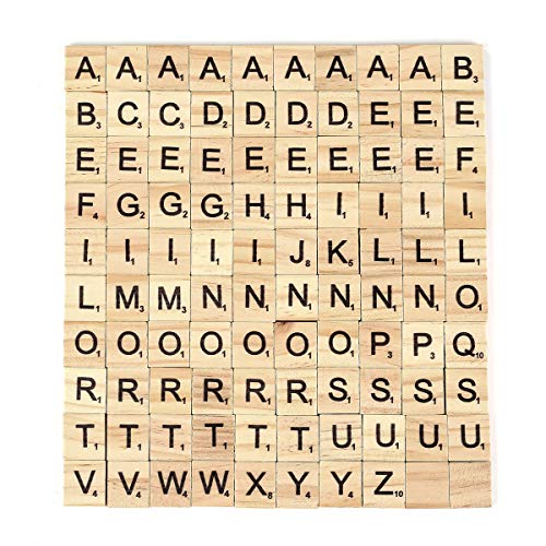 Crazy-M 200 Piezas de Madera Alfabeto Scrabble Azulejos Letras Manualidades Artesanía, Educación Preescolar para niños Letras Azulejos para Jugar
