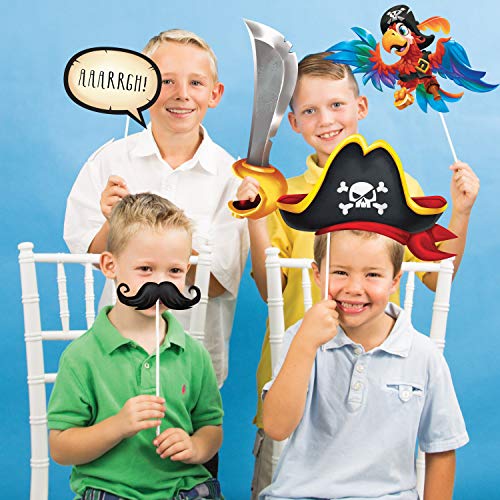 Creative Party Treasure Island Juego de accesorios para cabina de fotos con temática pirata, Papel, multicolor