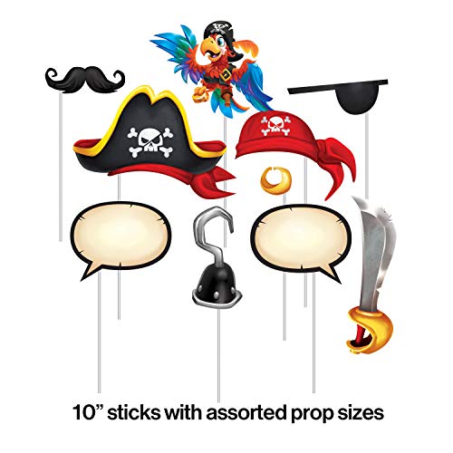 Creative Party Treasure Island Juego de accesorios para cabina de fotos con temática pirata, Papel, multicolor