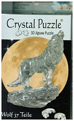 Crystal Puzzle 59181 3d Lobo Negro 37 piezas, Gris , color/modelo surtido