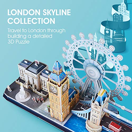 CubicFun Puzzle 3D Londres CityLine Rompecabezas 3D Juego de Modelos de Construcción Souvenir Regalo para Niños Adultos, 107 Piezas