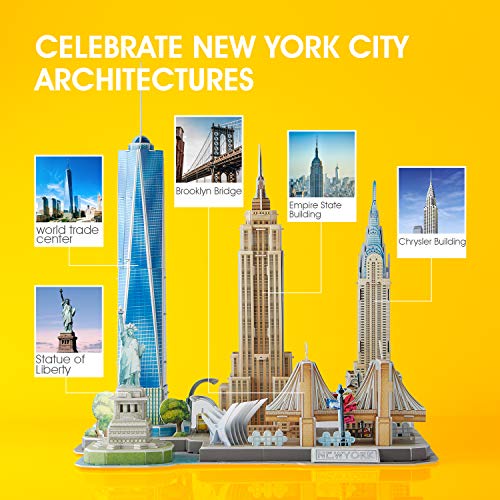 CubicFun Puzzle 3D New York CityLine Maquetas para Montar Paisaje Urbano, 123 Piezas