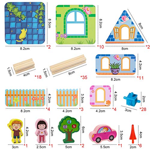 Czemo Juegos de Construcción Madera Puzzle 3D Casas Kit de Madera Juguetes Montessori para Niños y Niñas de 2 3 4 Años
