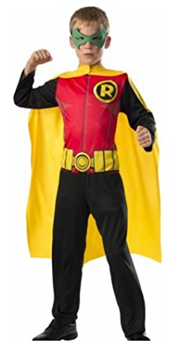 DC Comics - Disfraz de Robin superhéroe para niños, infantil talla 5-7 años (Rubie's 620180-M)