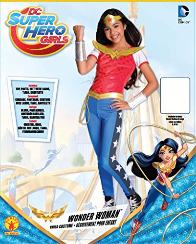 DC Comics, Disfraz de Wonder Woman Licencia Oficial para Niña, Infantil Talla 8-10 Años (Rubie's 620716-L)