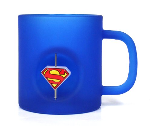 DC Comics - Taza de cristal con emblema giratorio 3D, logo de Superman (SD Toys SDTWRN27553) - Taza Superman logo 3d cristal