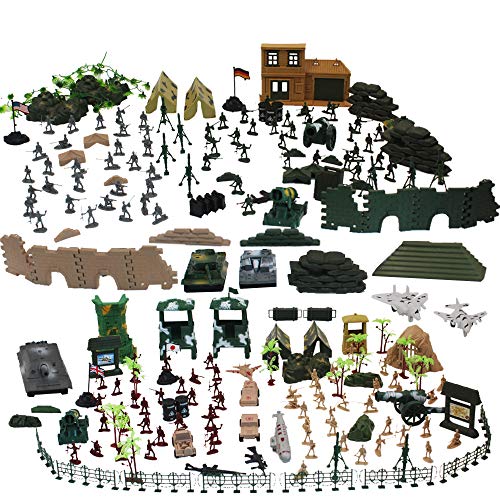 deAO Soldados en Batalla Fuerzas Armadas Unidad de Defensa Militar Conjunto de 303 Piezas Incluye Figuras de Acción Coleccionable, Vehículos, Artillería y Accesorios