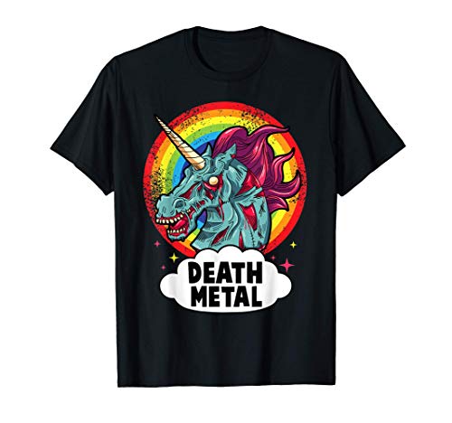 Death Metal Unicornio Rainbow Rocker Emo Zombie. Camiseta