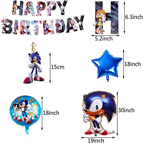 Decoracion Cumpleaños Sonic Globos de Sonic Feliz Cumpleaños del Pancarta de Sonic the Hedgehog Sonic Remolinos Colgantes de Decoración