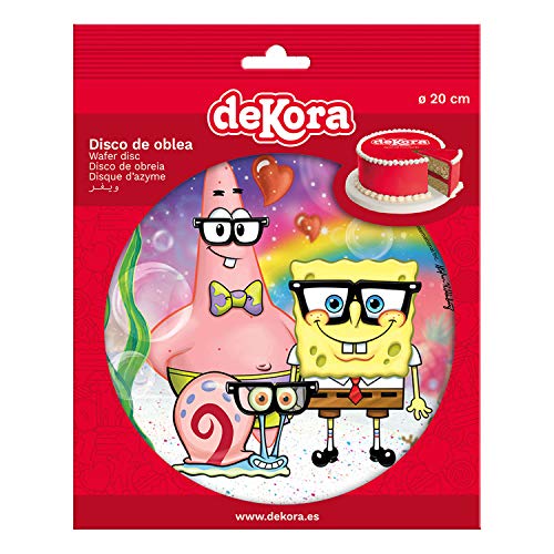 Dekora - Decoracion Tartas de Cumpleaños Infantiles en Disco de Oblea de Bob Esponja - 20 cm