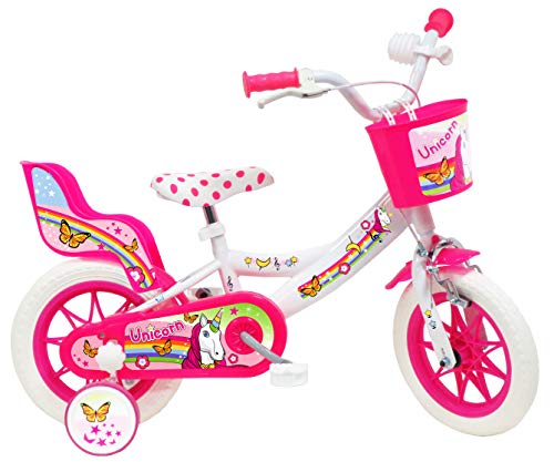 Denver 12" Unicorn - Bicicleta Infantil, Color Blanco y Rosa