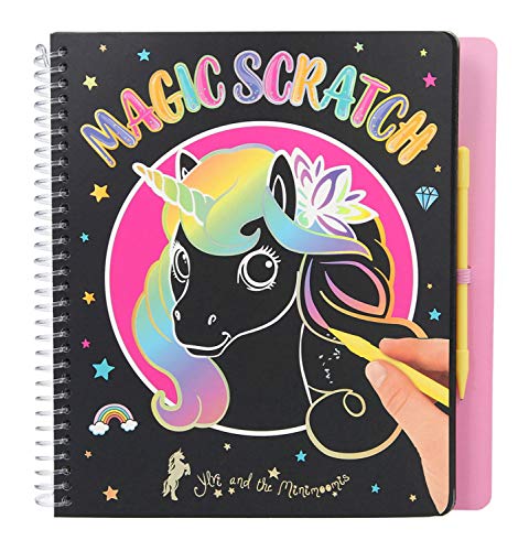 Depesche 11467 Magic Scratch Book - Libro para rascar (20 páginas, Incluye lápiz para rascar, 19,3 x 20 x 1,8 cm), diseño de Ylvi y The Minimoomis, Multicolor
