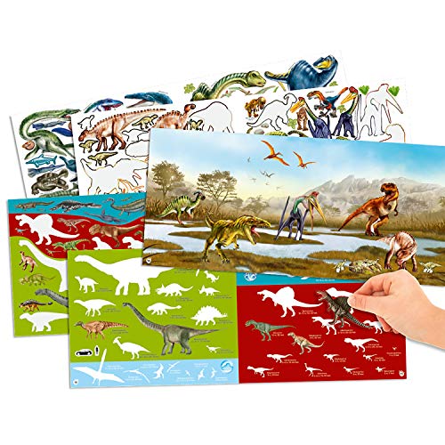 Depesche- Libro para Colorear Dino World con Hojas de Pegatinas, Aprox. 30 x 24 x 0,5 cm. (11160)
