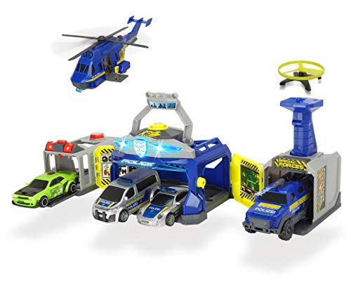 Dickie Toys 203719011 - Kit de policía con Cabeza de policía, Incluye vehículos de Publicidad televisiva, Juego de Regalo para niños, Multicolor