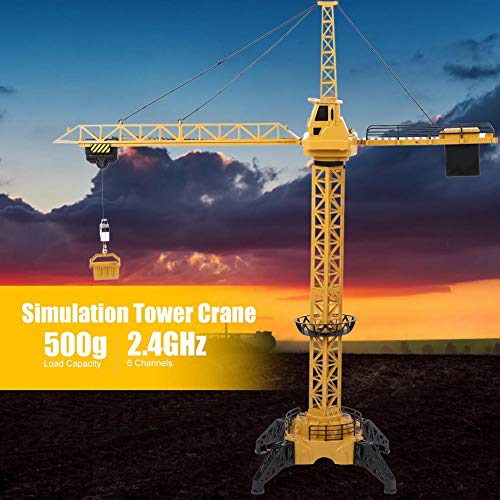 Dilwe Juguete Remoto de Grúa Torre, Simulacion RC Tower Crane Engineering Vehiculo 6 Canales 680 Grados Ingeniero Rotativo Ascensor Sitio de Construccion Grúa de Construccion