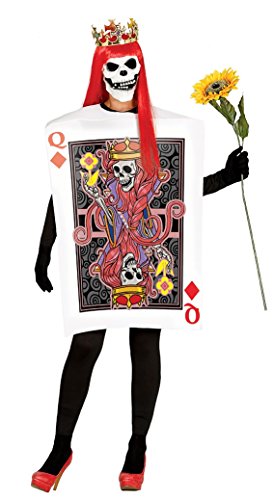Disfraz de esqueleto de Halloween Reina de tarjeta de poker de corazones
