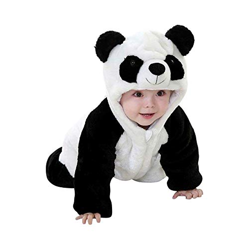 Disfraz de felpa suave - forro polar - mono - mono de panda - disfraces para niños - carnaval - niña - niño pequeño - 1 año - cosplay - 6/12 meses - idea de regalo original cosplay