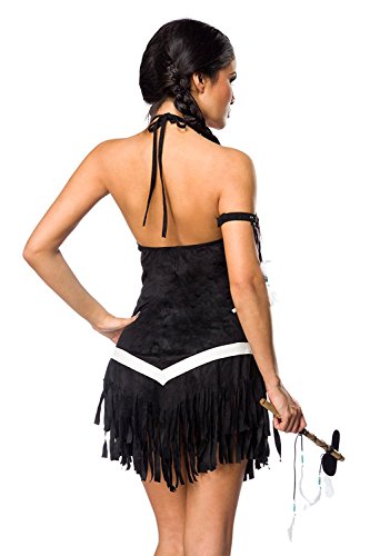 Disfraz de india bailarina, conjunto de india para carnaval con vestido y Dancing Squaw Disfraz – Carnaval indios Juego completo con vestido y tomahawk,-tallas S-XL (80048)