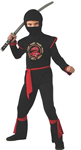 Disfraz de Ninja Dragón para niño, negro y rojo, infantil 8-10 años (Rubie's 887057-L)