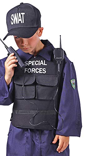 Disfraz de SWAT Special Forces para niños – Policía Policía Policía secreto Policía Disfraz Carnaval fiesta temática Juegos azul y negro 6 años