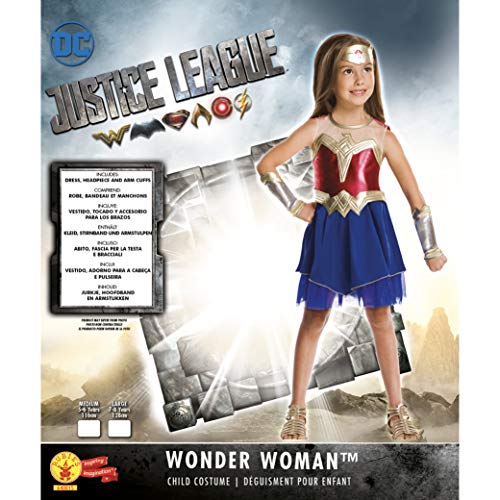 Disfraz oficial de la Liga de la Justicia de DC Comics, de Rubie's, Wonder Woman, disfraz para niño