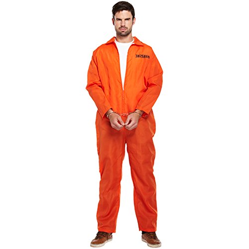 Disfraz Prisionero Naranja Orange Prisoner Overalls Boiler Suit Convict Robber Burglar Prison Break Jail TV Fancy Dress Costume Outfit Silla Eléctrica Corredor de la Muerte- U38479
