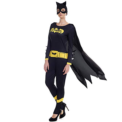 Disfraz Superheroína Mujer Bat Girl Murciélago Capa Máscara【Tallas Adulto S a L】[Talla L] | Disfraces Mujer Superhéroes Carnaval Halloween Regalos Chicas Cosplay Cómics