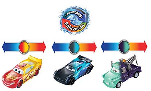 Disney Cars Pixar Pack 3 Rayo Mcqueen/Mate/Jackson Storm Cambio Color Cars (Mattel GPB03)