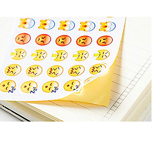 Divertidos 60 pegatinas de Emoji de hoja para niños, 3300 Emoji Emoticonos Decoración para tarjetas de regalo Saludos de iPhone Facebook Twitter para teléfono móvil, decoración de laptop