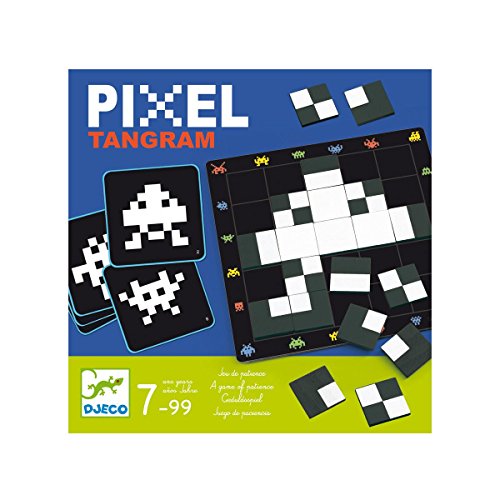 Djeco- Juegos de Acción Y Reflejos Educativos Pixel Tangram, Multicolor (15)