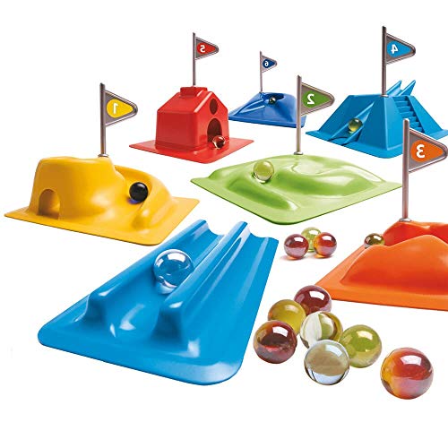 Djeco- Juegos de acción y reflejosJuegos de habilidadDJECOJuego Habilidad Golfy-Minigolf con canicas, Multicolor (1)