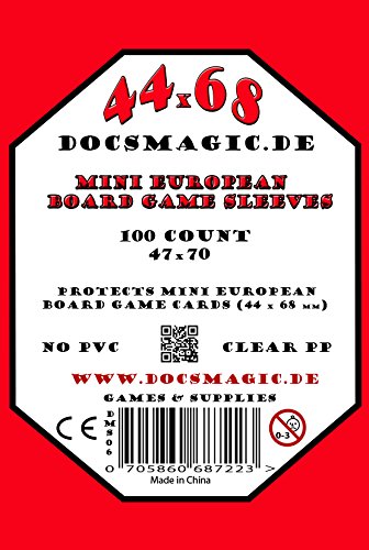 docsmagic.de 1.000 Mini European Board Game Sleeves - 10 Packs - 47 x 70 - Small EU - 44 x 68