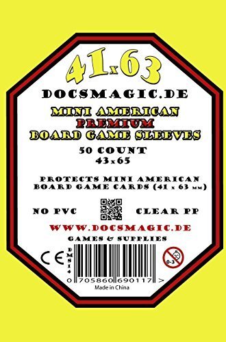 docsmagic.de 50 Premium Mini American Board Game Sleeves - 41 x 63 - Small US - 43 x 65