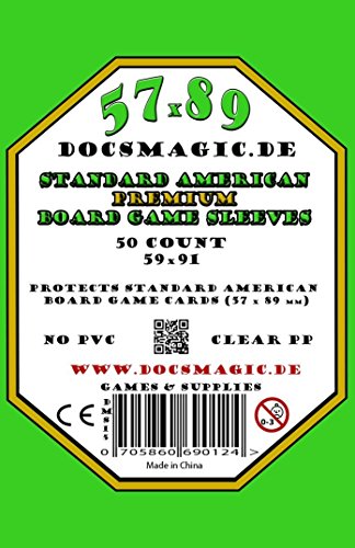 docsmagic.de 500 Premium Standard American Board Game Sleeves - 57 x 89 - 10 Packs - US - 59 x 91