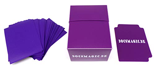 docsmagic.de Deck Box Full + 60 Double Mat Purple Sleeves Small Size - Caja & Fundas Púrpura - YGO