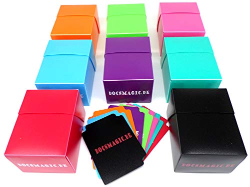 docsmagic.de Deck Box Mix - Full Black, Red, Mint, Pink, Light Blue, Light Green, Purple, Orange - 8 Count - PKM YGO MTG