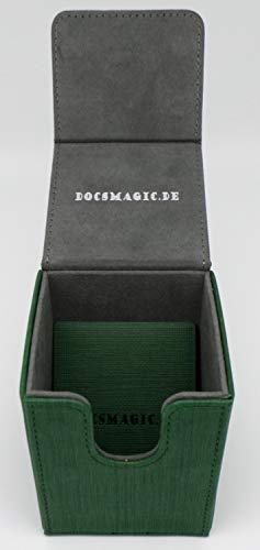 docsmagic.de Premium Magnetic Flip Box (100) Green + Deck Divider - MTG PKM YGO - Caja Verde