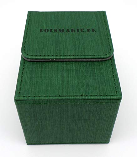 docsmagic.de Premium Magnetic Flip Box (100) Green + Deck Divider - MTG PKM YGO - Caja Verde