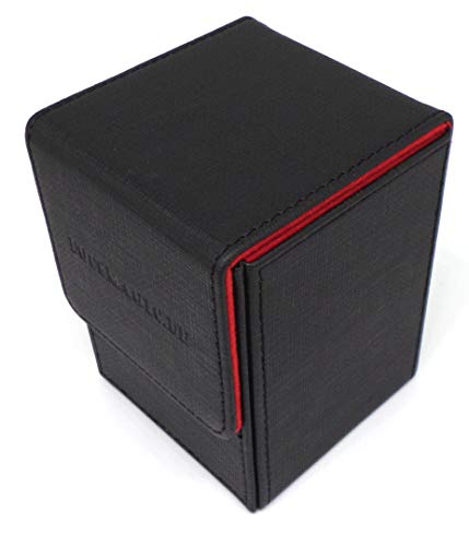 docsmagic.de Premium Magnetic Flip Box (80) Black/Red + Deck Divider - MTG PKM YGO - Caja Negra/Roja