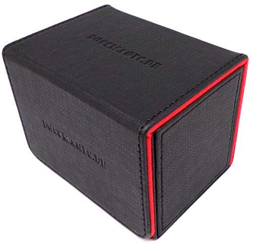 docsmagic.de Premium Magnetic Sideflip Box 80 Black/Red + Deck Divider - MTG - PKM - YGO - Caja Negra/Roja